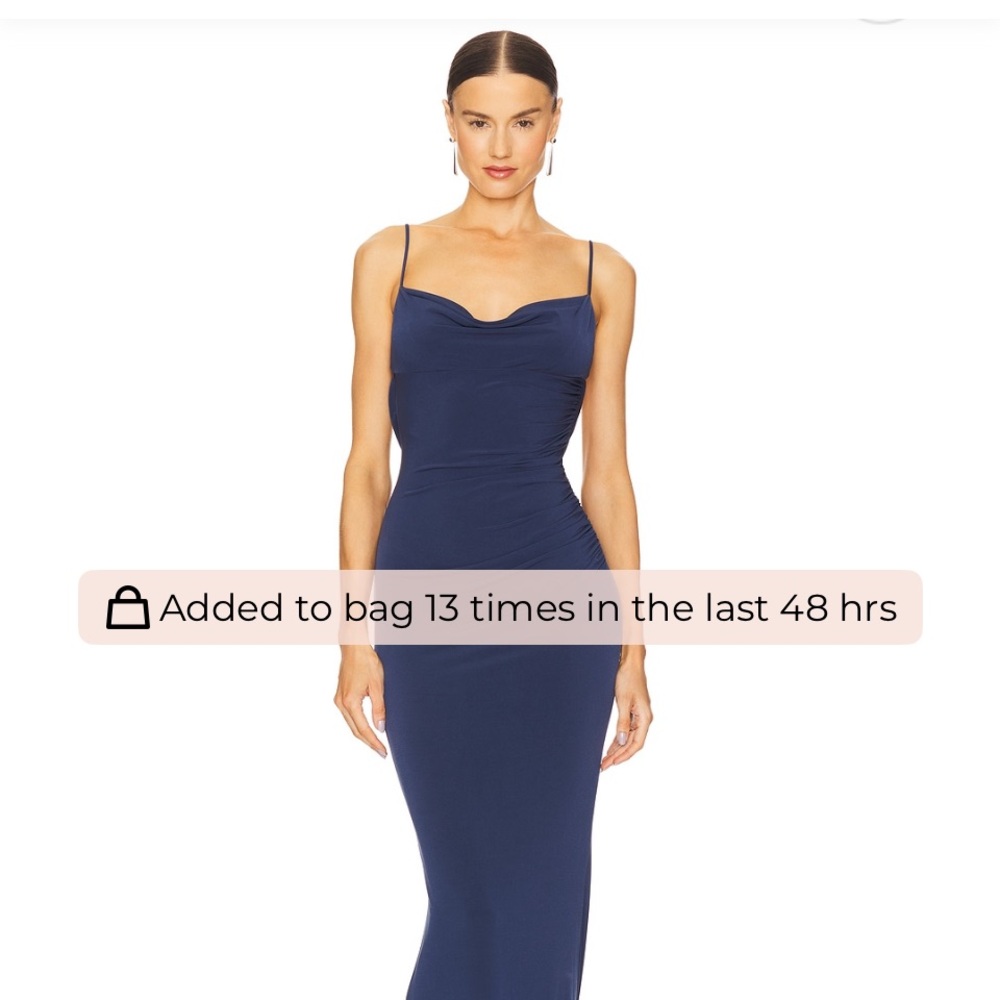 Katie May Navy Strapless Cowl-Neck Midi Dress (color deep sea) Revolve
